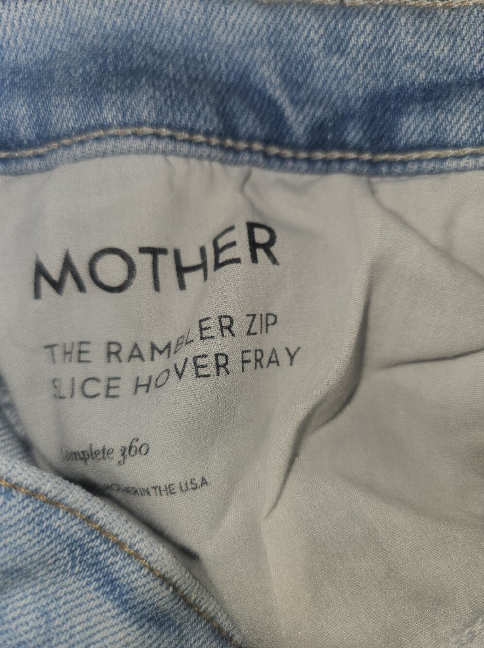Mother Denim Rambler Zip Slice Hover Fray Jeans Women’s 32 Light Wash Red Bow - Picture 7 of 10